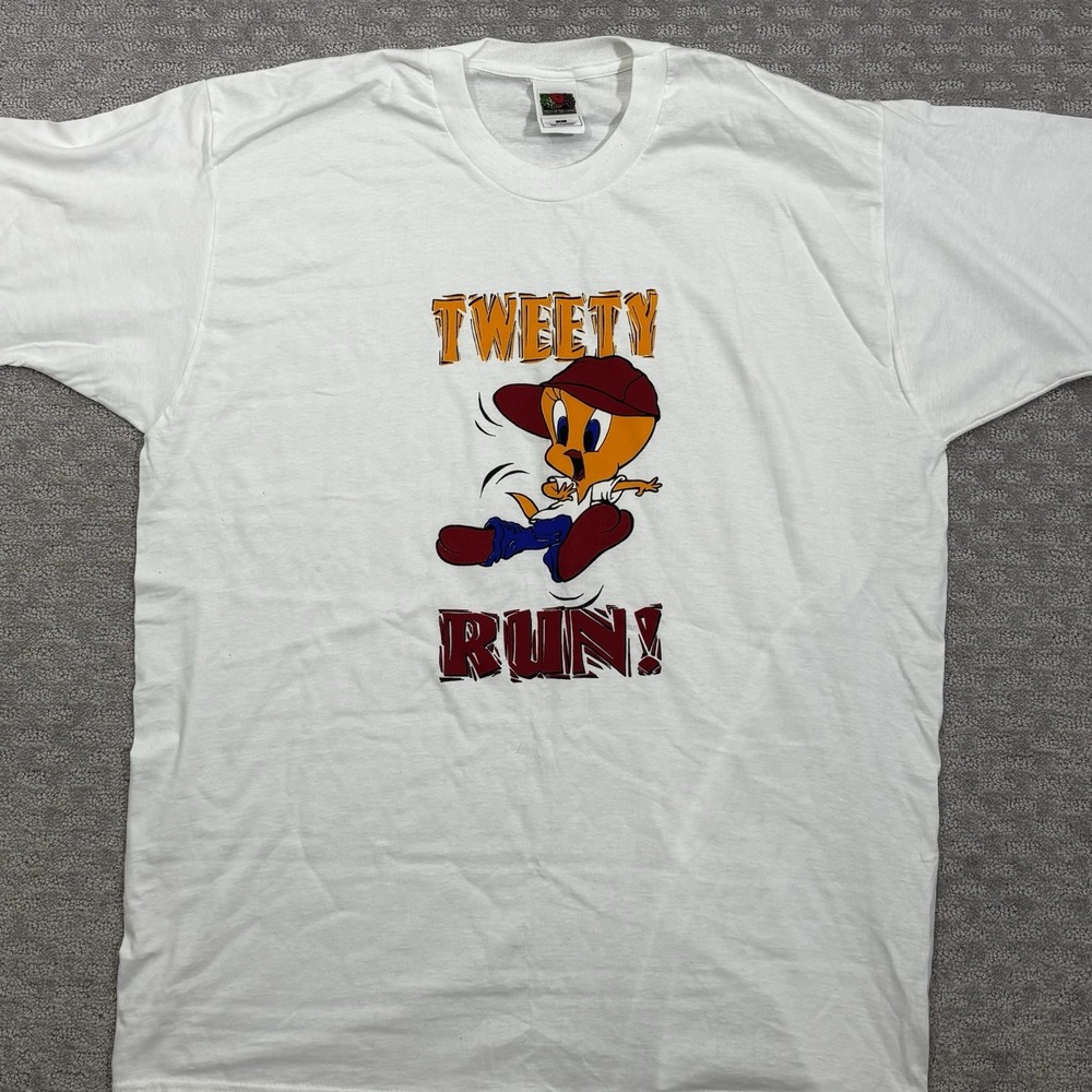 Vintage Looney Tunes Tweety Bird Cartoon BOOT Fruit Of The Loom T-shirt Size XL